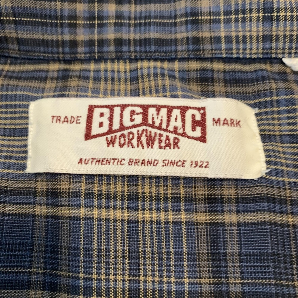 Big‎ Mac Workwear Shirt Mens 3XL Blue Plaid Short Sleeve Button Up Work Casual - Picture 2 of 6